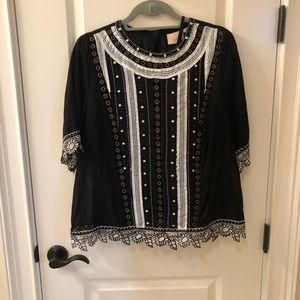 Black and white cotton lace top